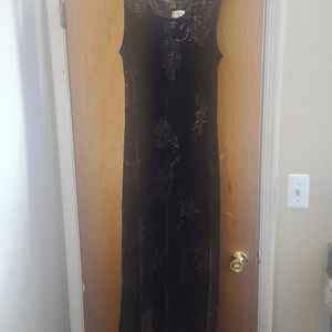 Harari brown silk velvet guardian Lion large long dress nwt